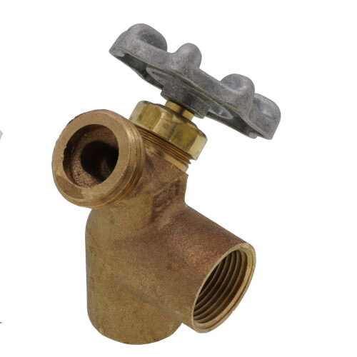 3/4" Combination Tee & Drain Valve w/ Aluminum Wheel - Plain Handle (FNPT x Hose x FNPT)