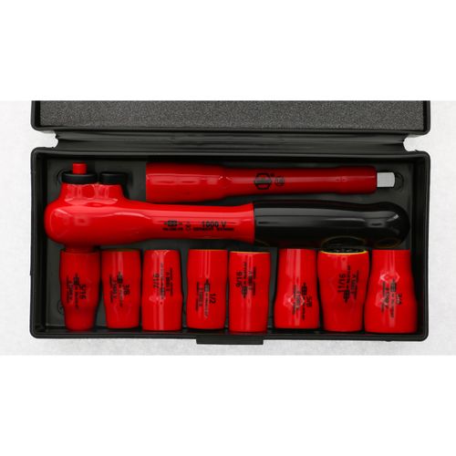 10-Piece Insulated Socket & Ratchet Set 3/8" Drive - SAE 4 10-Piece Insulated Socket & Ratchet Set 3/8" Drive - SAE