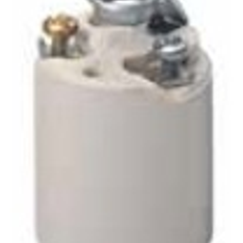 Medium Base, 1 Piece, Keyless, Incandescent, Unglazed Porcelain Lampholder, Bracket Mount, Single Circuit, Back Wired, (White)