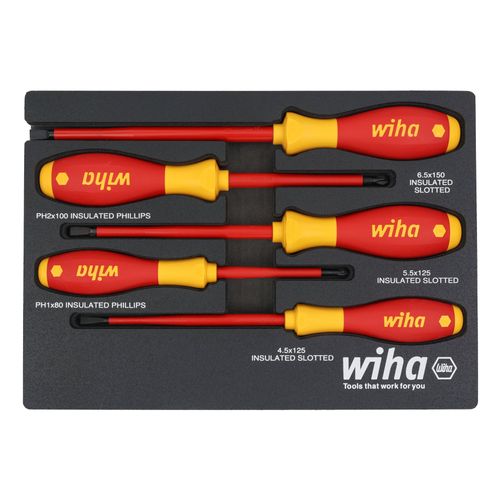 5-Piece Insulated SoftFinish Cushion Grip Screwdriver Tray Set