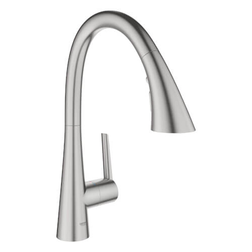 Zedra Single-Handle Pull-Down Kitchen Faucet Triple Spray 1.75 GPM (SuperSteel Infinity Finish)