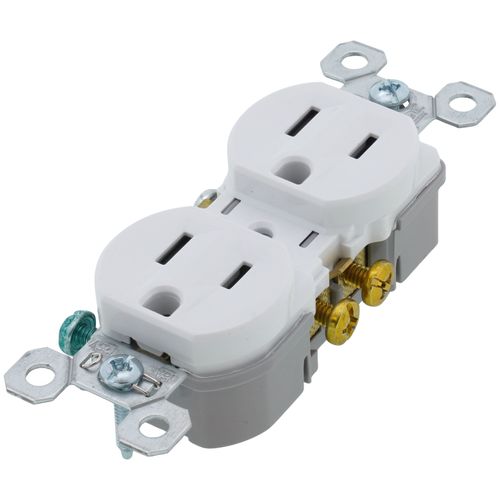 Self-Grounding Tamper-Resistant Duplex Receptacle, NEMA 5-15R - White (15A, 125V)