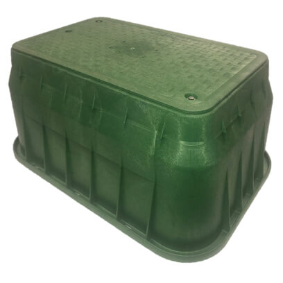 17" x 30" x 15" Irrigation Valve Box w/ Overlapping Bolt-Down Cover - ICV (Green Cover)