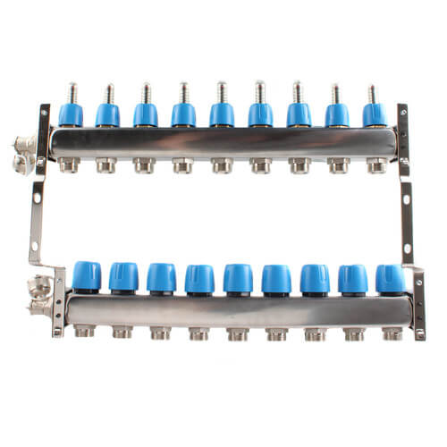 9 Loop 1-1/4" Stainless Steel Manifold w/ Flowmeter & Ball Valve (Fully Assembled)
