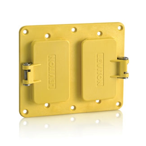 2, GFCI/Decora Receptacle Coverplate w/ Weather-resistant Flip Lid Yellow