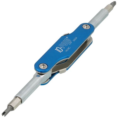 10-in-1, 10-Fold Folding Screwdriver/Nut Driver, Schrader Valve Core Tool
