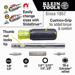 8-in-1 HVAC Slide Drive Screwdriver / Nut Driver 6 8-in-1 HVAC Slide Drive Screwdriver / Nut Driver