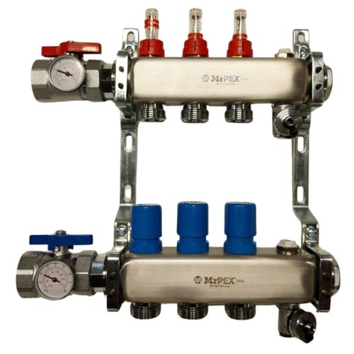 2 Loop 1-1/2" High Flow Stainless Steel Manifold w/ Flowmeter & Ball Valve (Fully Assembled)