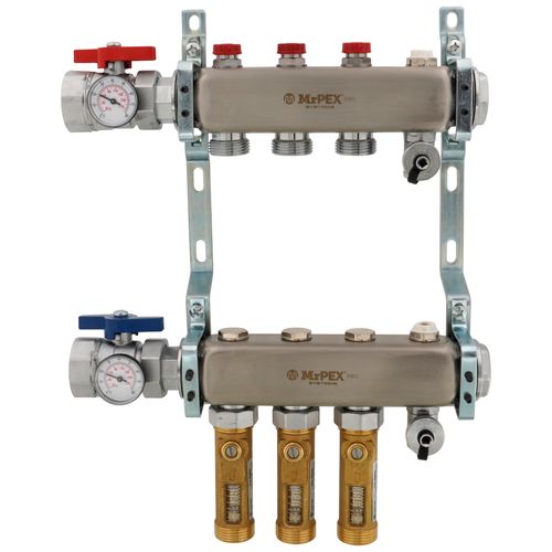 3 Loop 1-1/2" Stainless Steel Manifold w/ Flowmeter & Ball Valve (Fully Assembled)