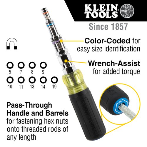 11-in-1 Pass-Through Magnetic Multi-Nut Driver - Metric