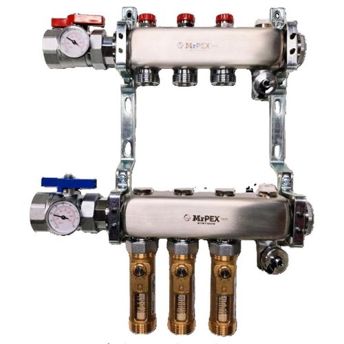 10 Loop 1-1/2" Stainless Steel Manifold w/ Flowmeter & Ball Valve (Fully Assembled)