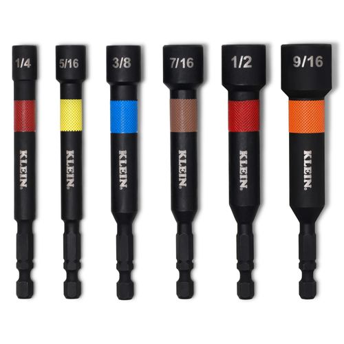 6-Piece, 4" Color-Coded Magnetic Power Nut Setters Set - SAE