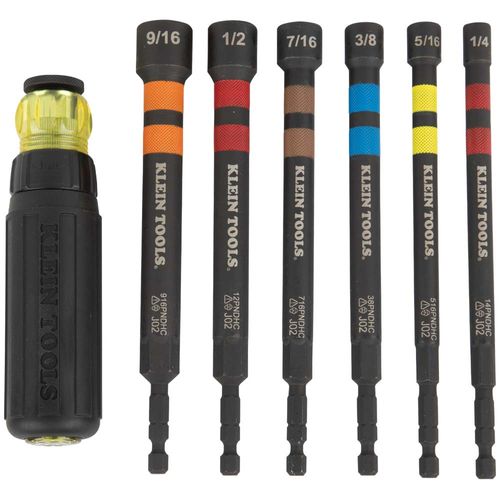 Hollow Magnetic Color-Coded Ratcheting Power Nut Driver, 7 Piece
