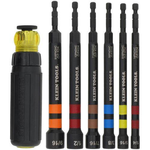 Hollow Magnetic Color-Coded Ratcheting Power Nut Driver, 7 Piece